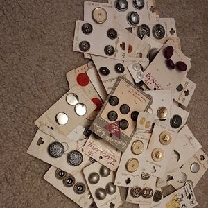 Assorted Vintage Button Collection - 45 cards